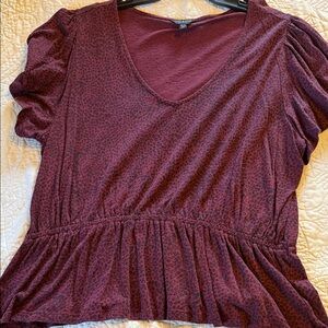Lucky Brand Maroon V-Neck Blouse